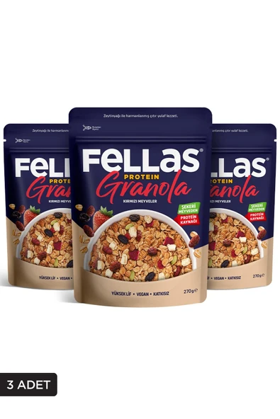 Fellas Protein Granola - Kırmızı Meyveler 270g 3'lü Paket - 1