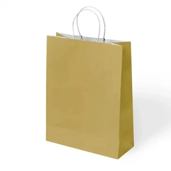Altın Kraft Çanta Küçük Boy 18x8x24 cm 25 Adet - Resim 3