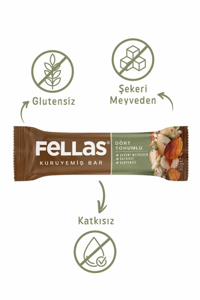 Fellas Kuruyemiş Bar Karma Kutu 30g - 12 Adet (4 Çeşit) - Resim 4
