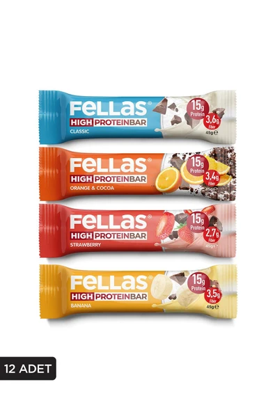 Yüksek Protein Bar 45g Karma Kutu 12 Adet (4 Çeşit) ürün görseli