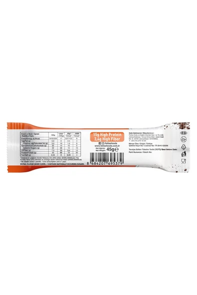 Yüksek Protein Bar - Portakal & Kakao 45g  x 12 Adet - Resim 3