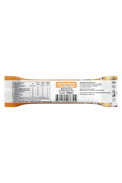 Yüksek Protein Bar - Yer Fıstıklı ve Kakaolu 45g x 12 Adet - 3