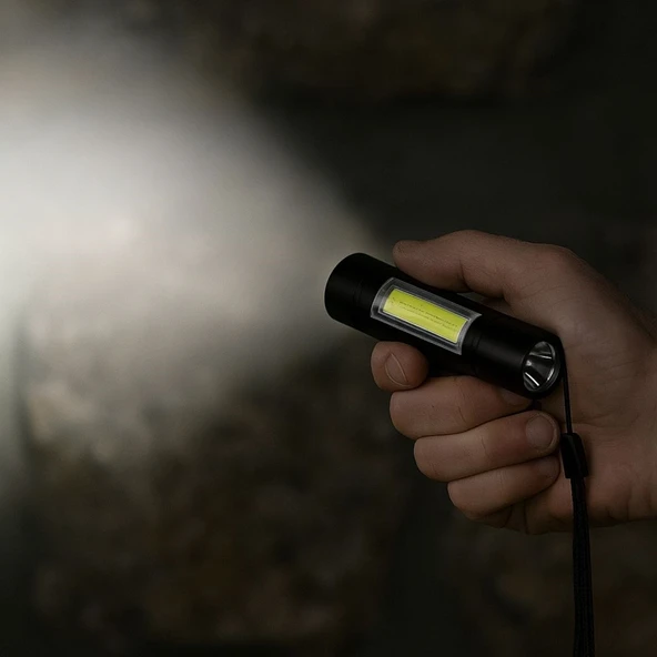 BUFFER® Solar Kutulu Mini El Feneri – Taşınabilir LED Kamp ve Acil Durum El Lambası - 3