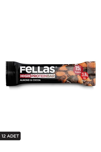 Yüksek Protein Bar - Bademli ve Kakaolu 45g x 12 Adet ürün görseli