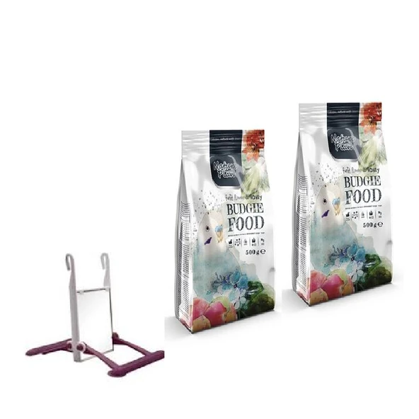 Nature Plan Premium Muhabbet Kuşu Yemi 500 Gr X 2 Adet +Muhabbet kuşu Aynalı Salınğaç X1 Adet - 1