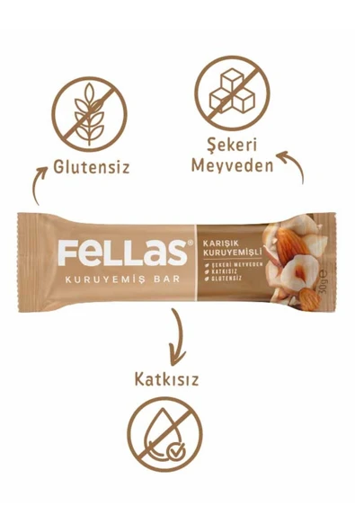 Fellas Kuruyemiş Bar Karma Kutu 30g - 12 Adet (4 Çeşit) - Resim 6