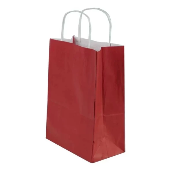 Bordo Kraft Çanta Küçük Boy 18x8x24 cm 25 Adet - Resim 3