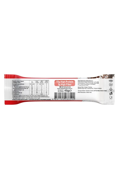 Yüksek Protein Bar - Hindistan Cevizli ve Kakaolu 45g x 12 Adet - Resim 3