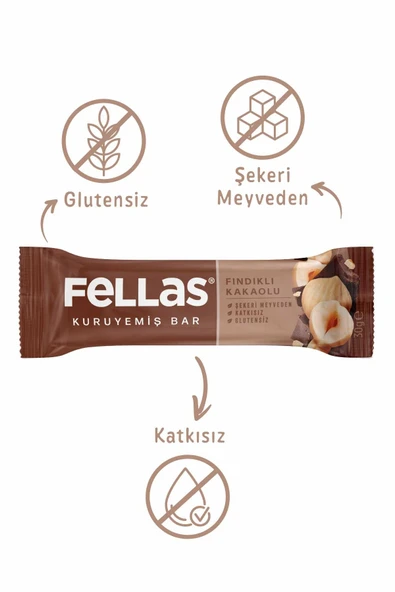 Fellas Fındıklı Kakaolu Kuruyemiş Bar 30g x12 Adet - 2
