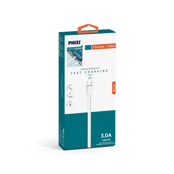 Phixi CB411M Force Yassı Kablolu 100 Cm Micro USB Şarj ve Data Kablosu - Resim 2