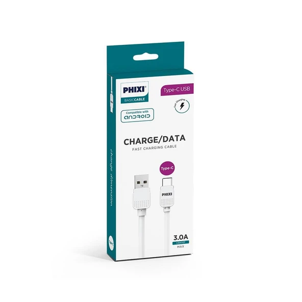 Phixi CB410T Basic 100 Cm Type-C USB Şarj ve Data Kablosu - 2