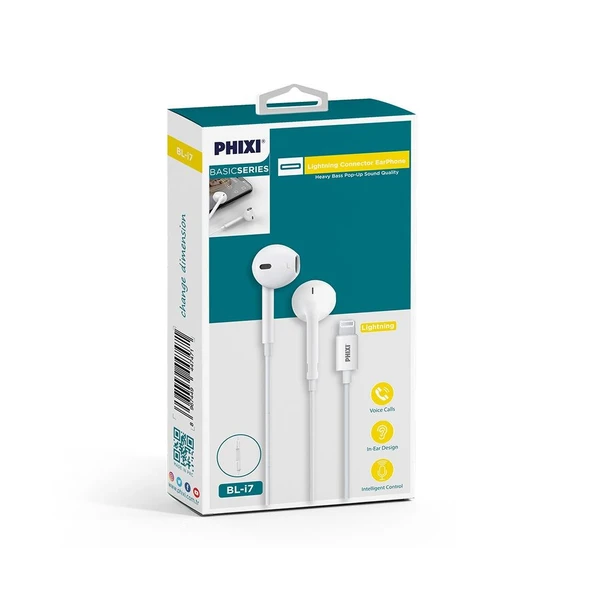 Phixi Basic BL-i7 Mikrofonlu Lightning Girişli EarPods Kulaklık - Resim 2