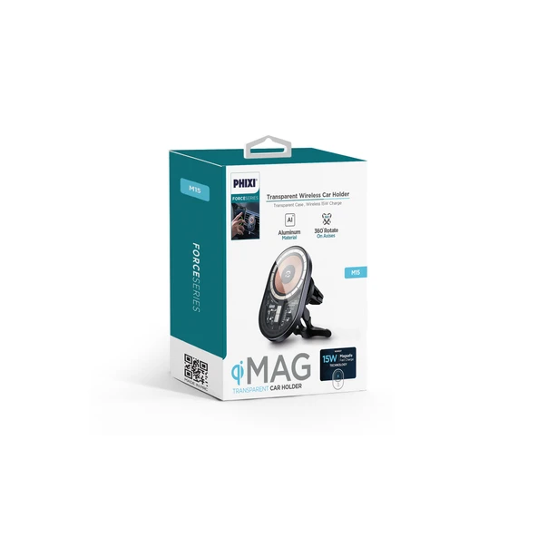PHİXİ M15 Transparan TYPE-C Magsafe 15W ARAÇ ŞARJ ürün görseli 1