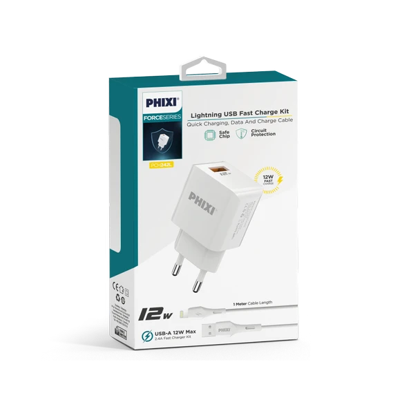 PHİXİ PCH242L FORCE AKIM KORUMALI 2.1A LIGHTNING USB KABLOLU ŞARJ CİHAZI - 3