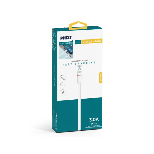 Phixi CB411L Force Yassı Kablolu 100 Cm Lightning Şarj ve Data Kablosu - Resim 2
