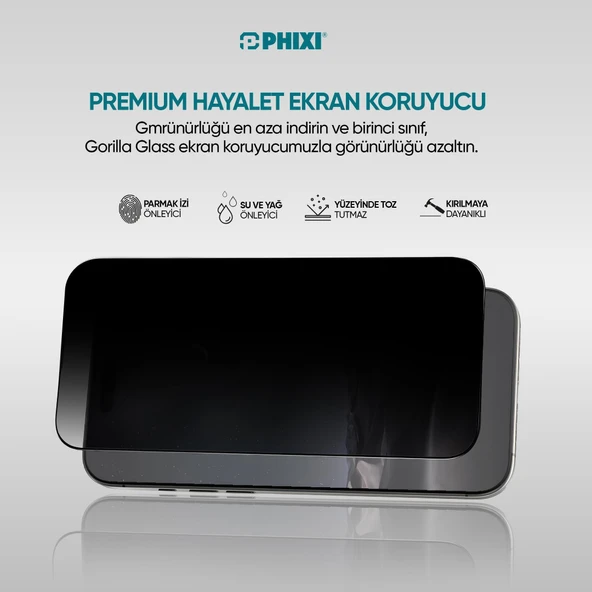 Phixi Hayalet Gorilla Guard iPhone 13 Pro Max Kırılmaz Cam – HD Temperli, Tekrar Yapışabilir, Suyla Temizlenebilir, Anti-Statik, Süper Kavisli Ekran Koruyucu - 3