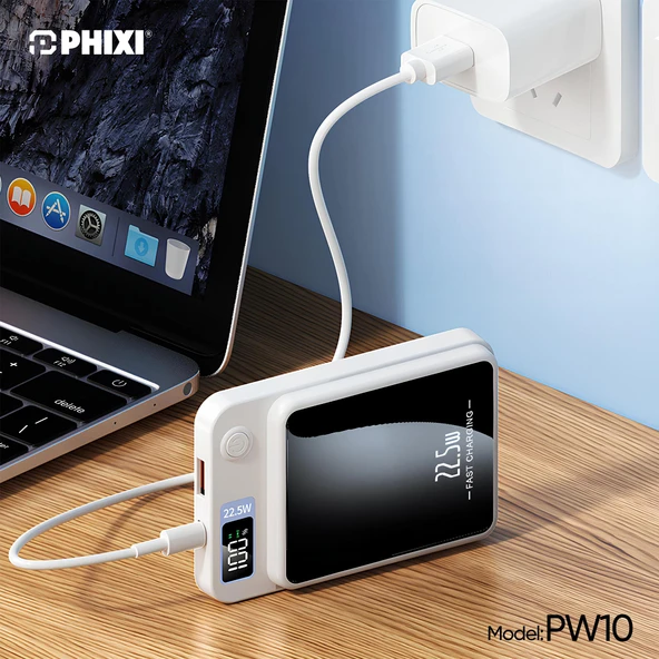 Phixi Force PW10 10000mAh 22.5W MagSafe Powerbank  - Kablosuz Mini Şarj Cihazı - 1 USB 1 PD Port - Dijital Ekran - Taşınabilir Şarj Cihazı - Resim 12
