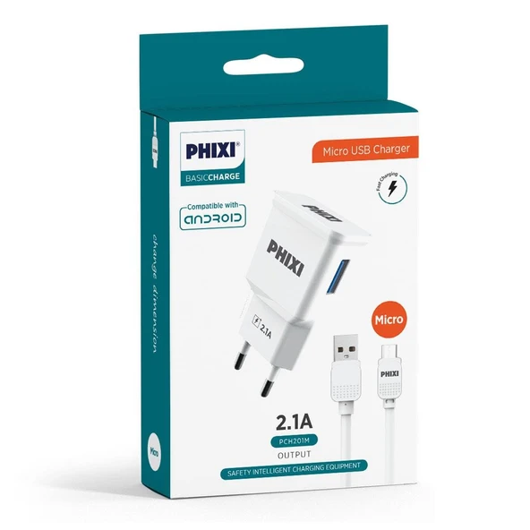 Phixi PCH201M Basic 2.1A Micro USB Kablolu Şarj Cihazı - 3