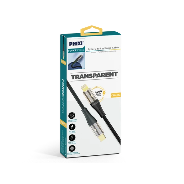 PHİXİ FORCE CB421L HASIR ÖRGÜ VE EKSTRA GÜÇLENDİRİLMİŞ BAŞLIKLI TYPE-C TO LIGHTNING HIZLI ŞARJ VE DATA KABLO - 2