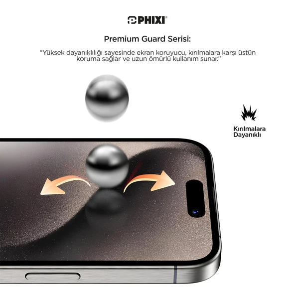 Phixi Premium Guard Parlak Cam Ekran Koruyucu – iPhone 16 Pro Uyumlu | Antistatik, Su Tutmaz, Tam Kaplama - 4