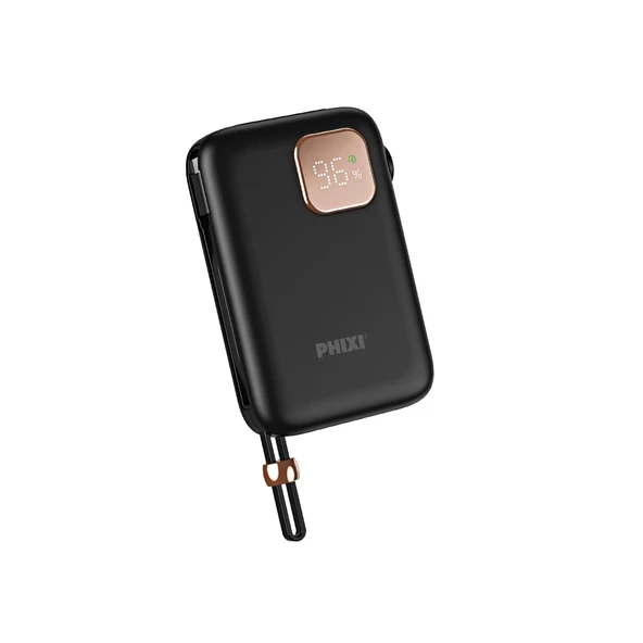 Phixi Force PW25 10000mAh 22.5W Kendinden Kablolu MagSafe Powerbank - Kablosuz Mini Şarj Cihazı - Dijital Ekran - Taşınabilir Şarj Cihazı - 2