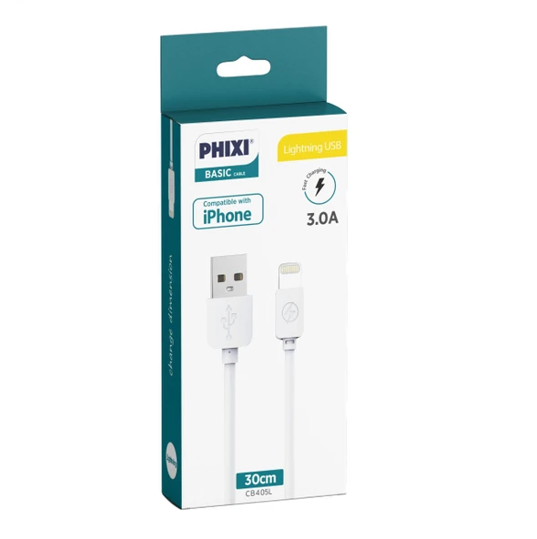 Phixi CB405L Basic 30 Cm Lightning Şarj ve Data Kablosu - 2