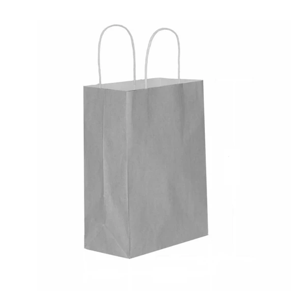 Gümüş Kraft Çanta Küçük Boy 18x8x24 cm 25 Adet - Resim 2