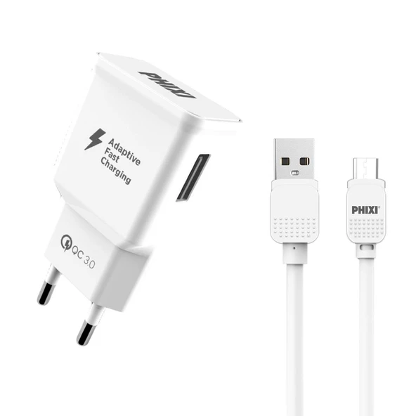 Phixi QCH202M Basic 12V / 3A Qualcomm 3.0 Micro USB Kablolu Hızlı Şarj Cihazı - 2