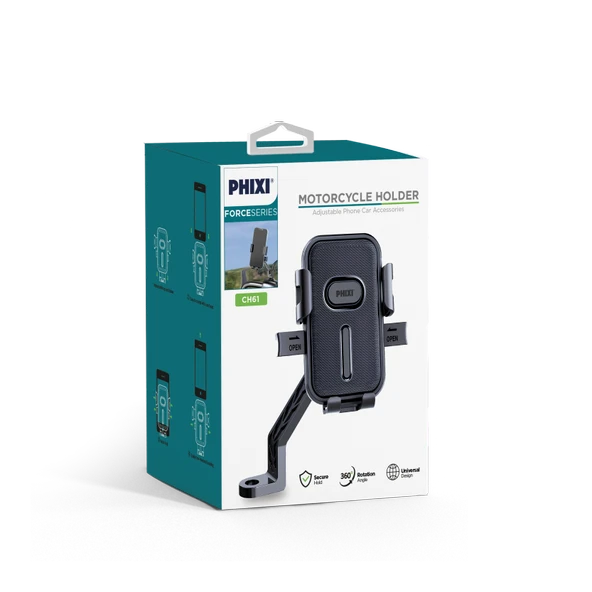 Phixi Force CH61 Dikiz Ayna Baglantili Otomatik Motosiklet ve Bisiklet Telefon Tutucu - Resim 3