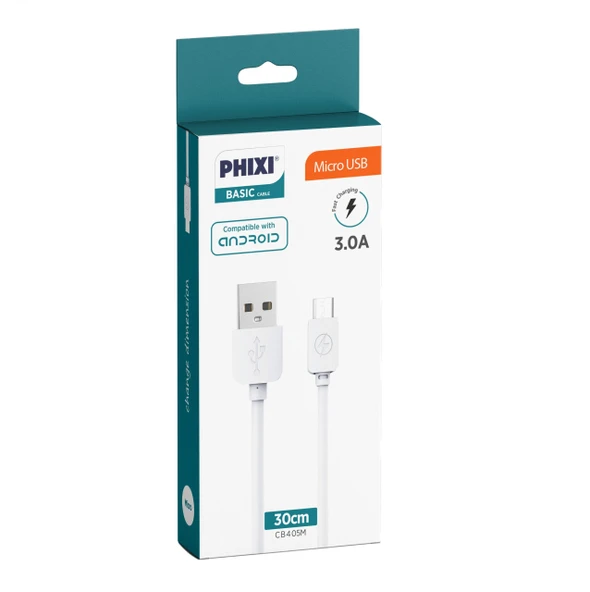 Phixi CB405M Basic 30 Cm Micro USB Şarj ve Data Kablosu - 2