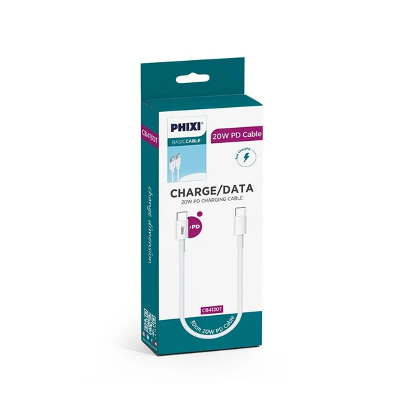 Phixi CB4130T Basic 30 Cm Type-C to Type-C USB Şarj Kablosu - 2