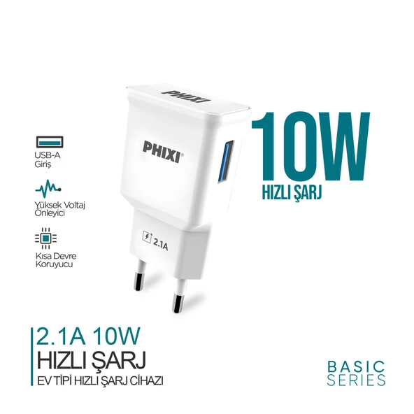 Phixi PCH201 Basic 2.1A Şarj Adaptörü