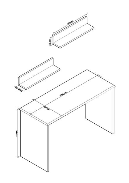 Olven Çalışma & Ofis Masası 120 cm Beyaz-Meşe - 3