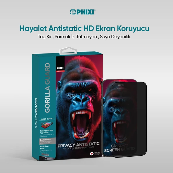 Phixi Hayalet Gorilla Guard iPhone 12 Pro Kırılmaz Cam – HD Temperli, Tekrar Yapışabilir, Suyla Temizlenebilir, Anti-Statik, Süper Kavisli Ekran Koruyucu - 2