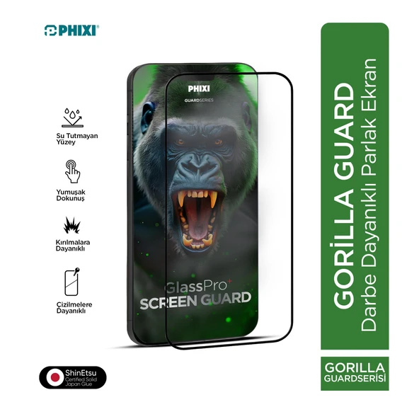 Phixi Gorilla Guard iPhone 11 Kırılmaz Cam – HD Temperli, Tekrar Yapışabilir, Suyla Temizlenebilir, Anti-Statik, Süper Kavisli Ekran Koruyucu ürün görseli 1