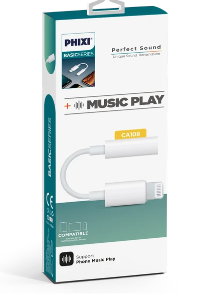 PHİXİ BASİC CA108 LIGHTNING TO AUX SİLİKON KABLO - 2