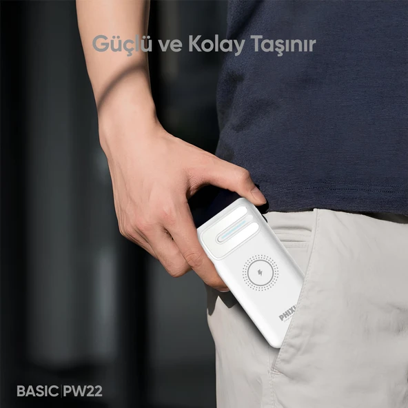Phixi Basic PW11 10000mAh 10W Kablosuz Şarj Cihazı - Wireless Powerbank - 2 USB Port - LED Gösterge - Taşınabilir Şarj Cihazı - 4