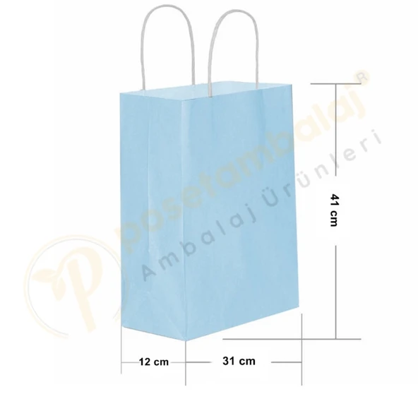 Mavi Kraft Çanta Büyük Boy 31x12x41 cm 25 Adet