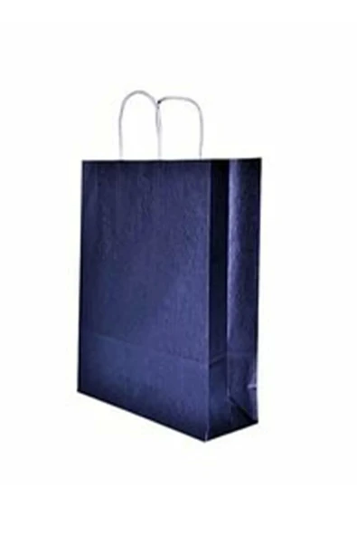 Lacivert Kraft Çanta Orta Boy 25x12x31 cm 25 Adet - Resim 2