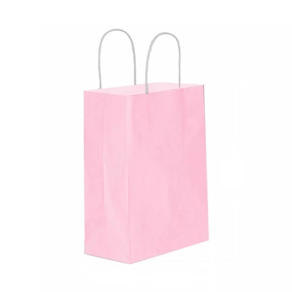Pembe Kraft Çanta Orta Boy 25x12x31 cm 25 Adet - 2