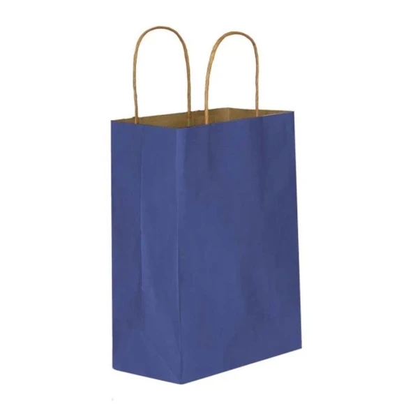 Lacivert Kraft Çanta Orta Boy 25x12x31 cm 25 Adet - Resim 3