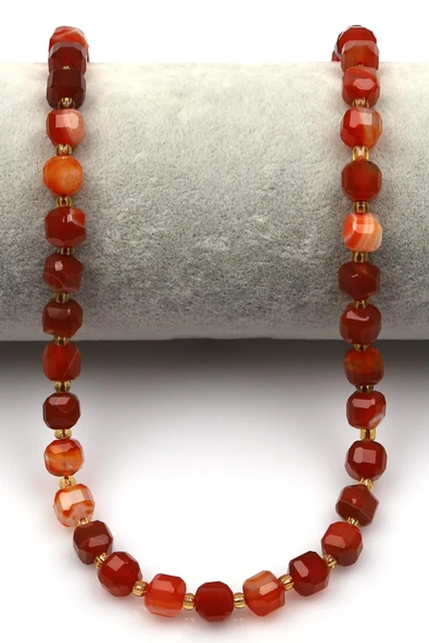 Turuncu Akik Doğal Taş Dizi 7 mm Küp Kesim - 2