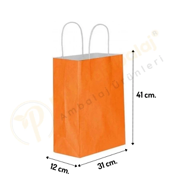 Turuncu Kraft Çanta Büyük Boy 31x12x41 cm 25 Adet ürün görseli 1