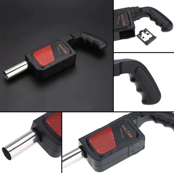 Barbekü Hava Fanı, Pilli Mangal Vantilatörü ve Taşınabilir Elektrikli Barbekü Fanı, Hava Üfleyici, Elektrikli Barbekü Fanı, Dış Mekan, Kamp, Yemek Pişirme, Piknik Için - 3