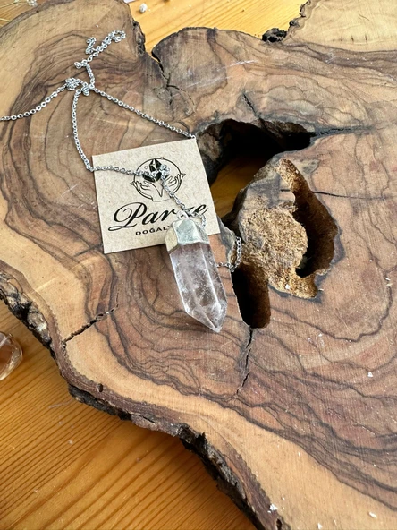 Kristal Kuvars Doğal Taş Ham Parça Kolye