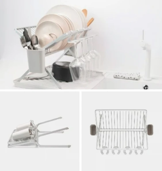 Brabantia Açık Gri Katlanabilir Büyük Bulaşıklık - Resim 3