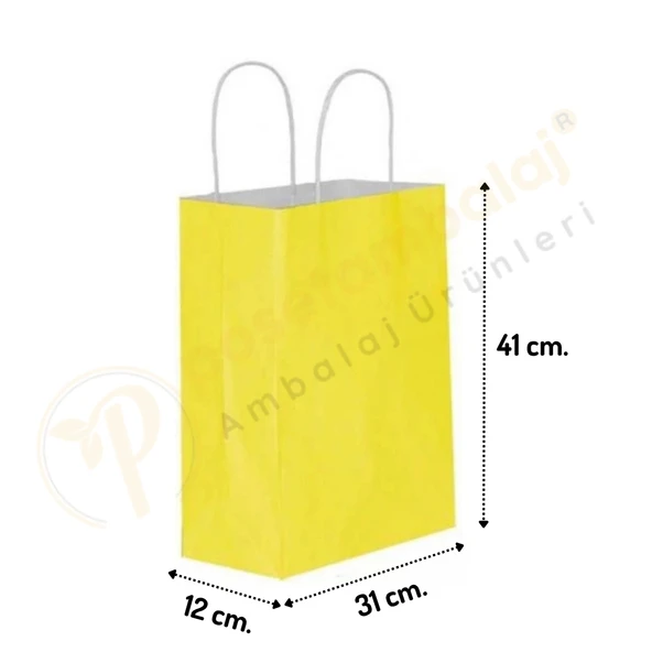 Sarı Kraft Çanta Büyük Boy 31x12x41 cm 25 Adet ürün görseli 1