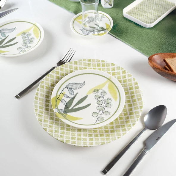 GÜRAL PORSELEN Camelia 30 Parça 6 Kişilik Kahvaltı Takımı 3555 - Resim 2