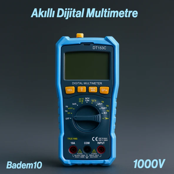 1000V Dijital Multimetre Elektrik Ölçü Cihazı Aleti Ampermetre Direnç Akım Voltaj Ölçer - Resim 2