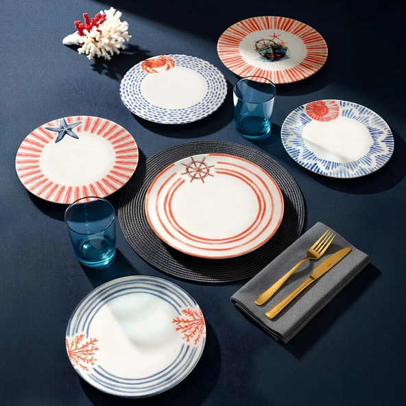 GÜRAL PORSELEN Mare 6 Parça 20 Cm Pasta Tabağı 5534 ürün görseli 1